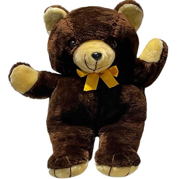 Vintage Cuddle Wit Teddy Bear Plush Brown Tan Gold Bow Stuffed Animal Large 22” - Picture 1 of 14